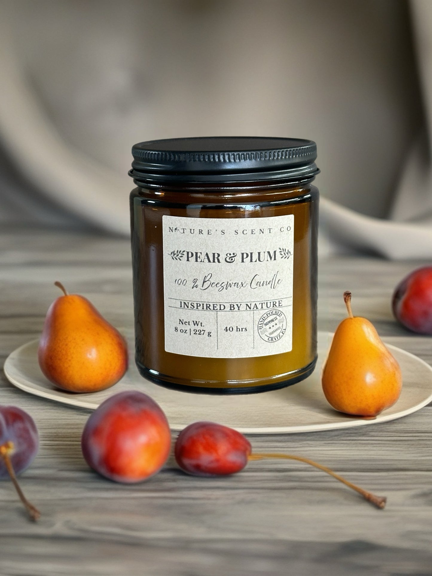 Pear & Plum Beeswax Candle