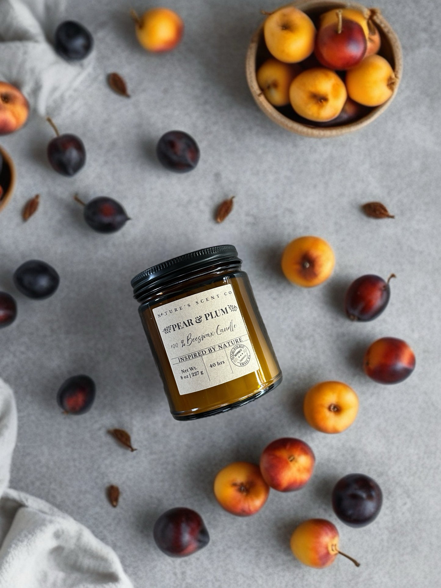 Pear & Plum Beeswax Candle