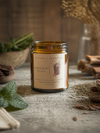 Peppermint Mocha Beeswax Candle — Peppermint, Dark Chocolate & Vanilla