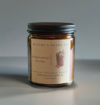 Peppermint Mocha Beeswax Candle — Peppermint, Dark Chocolate & Vanilla
