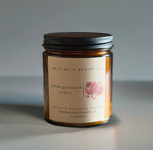 Pomegranate Cider Beeswax Candle — Pomegranate, Cranberry, Apple Cider & Spice