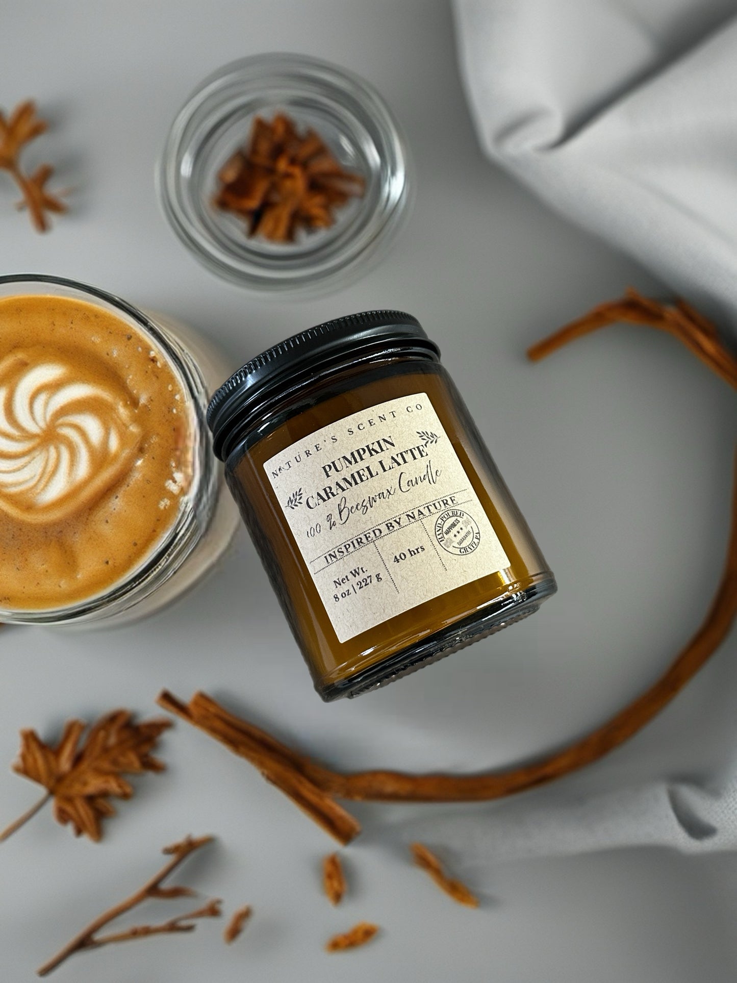 Pumpkin Caramel Latte’ Beeswax Candle