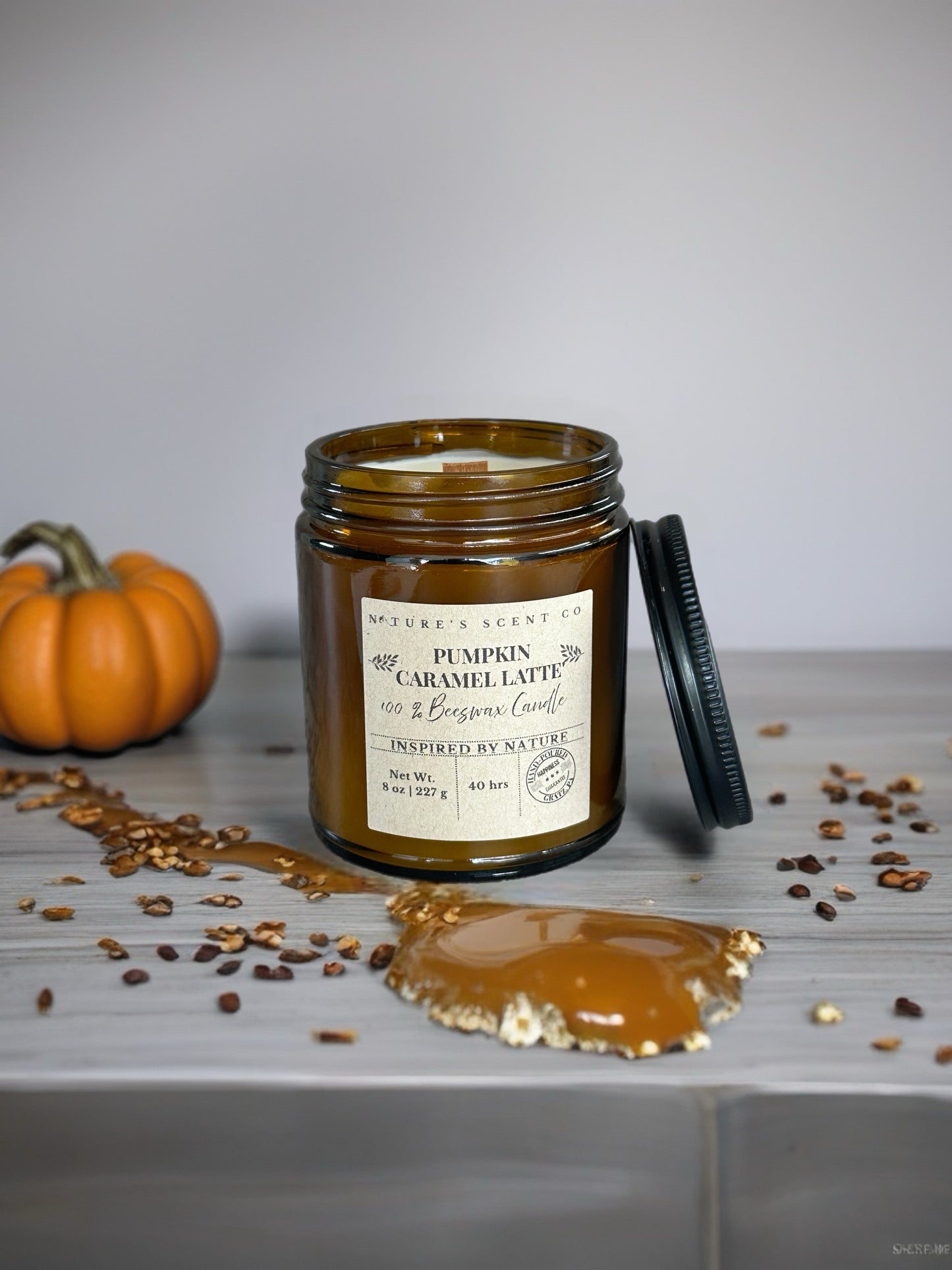 Pumpkin Caramel Latte’ Beeswax Candle