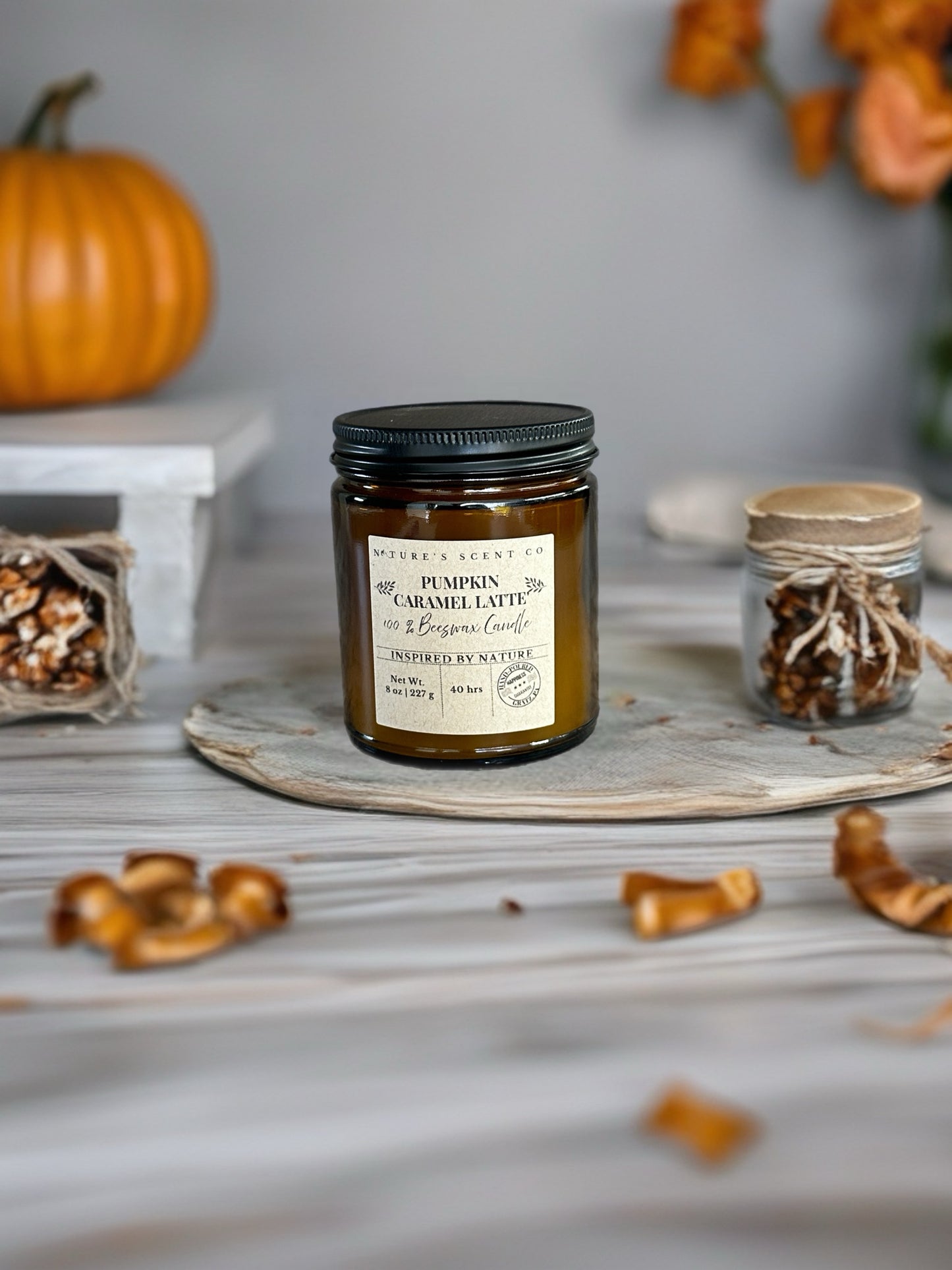 Pumpkin Caramel Latte’ Beeswax Candle