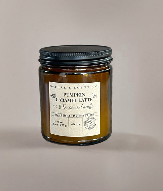 Pumpkin Caramel Latte’ Beeswax Candle