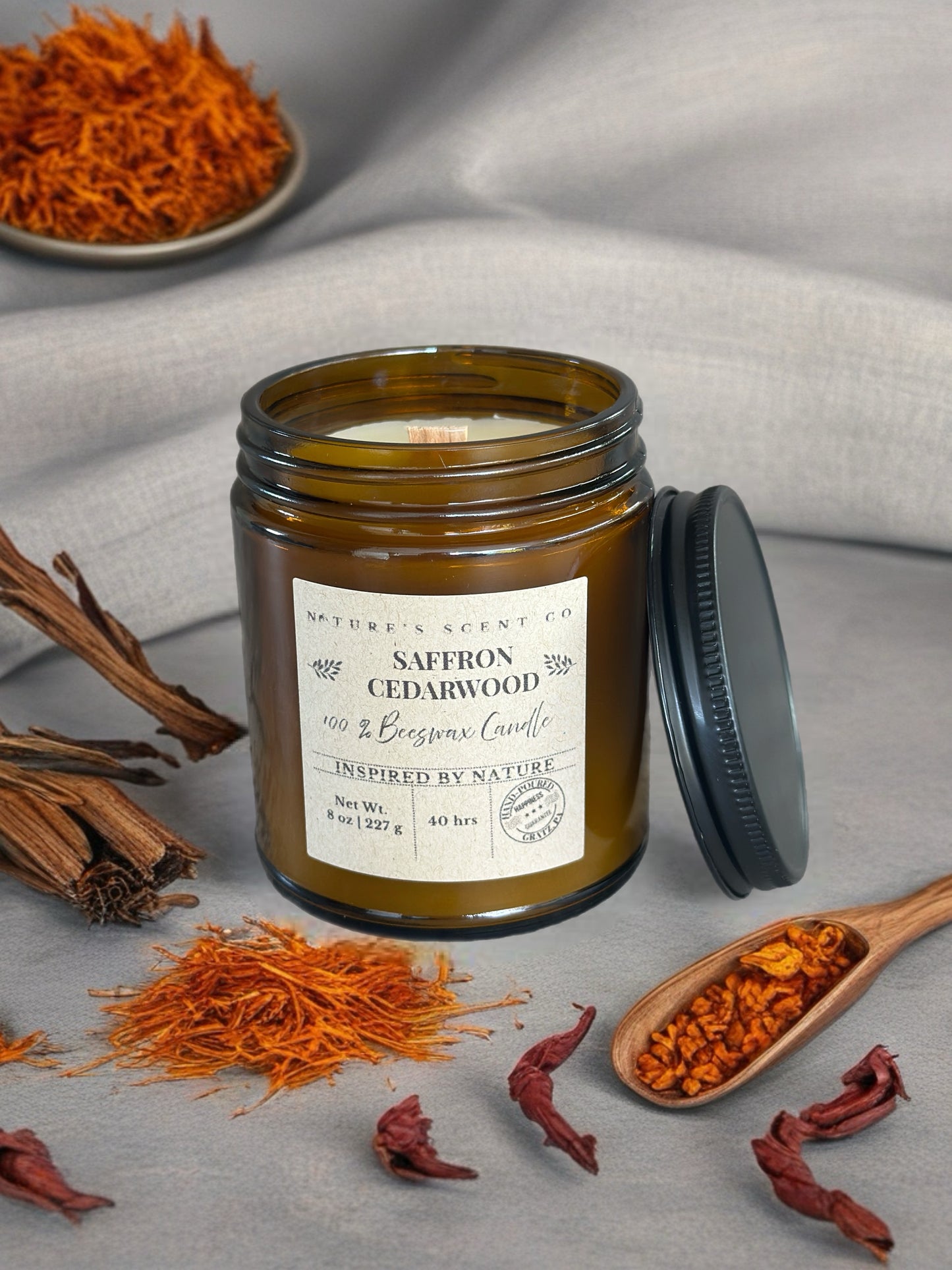 Saffron Cedarwood Beeswax Candle