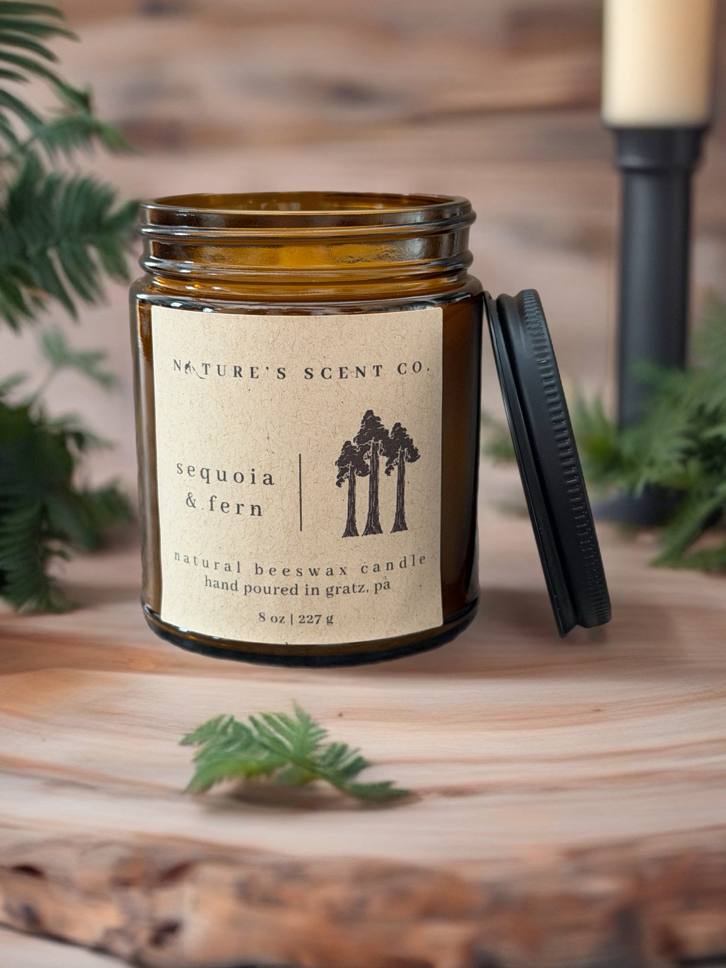 Sequoia & Fern Beeswax Candle