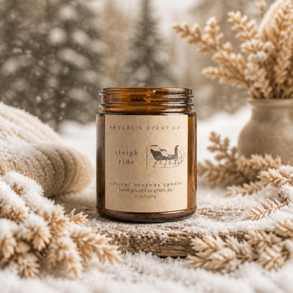 Sleigh Ride Beeswax Candle — Lemon Peel, Camphor, Sage & Warm Amber