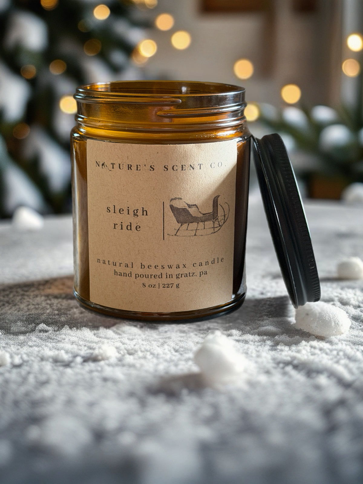 Sleigh Ride Beeswax Candle — Lemon Peel, Camphor, Sage & Warm Amber