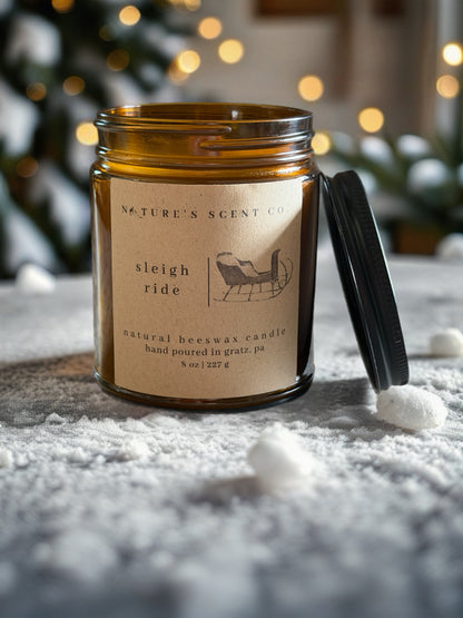 Sleigh Ride Beeswax Candle — Lemon Peel, Camphor, Sage & Warm Amber