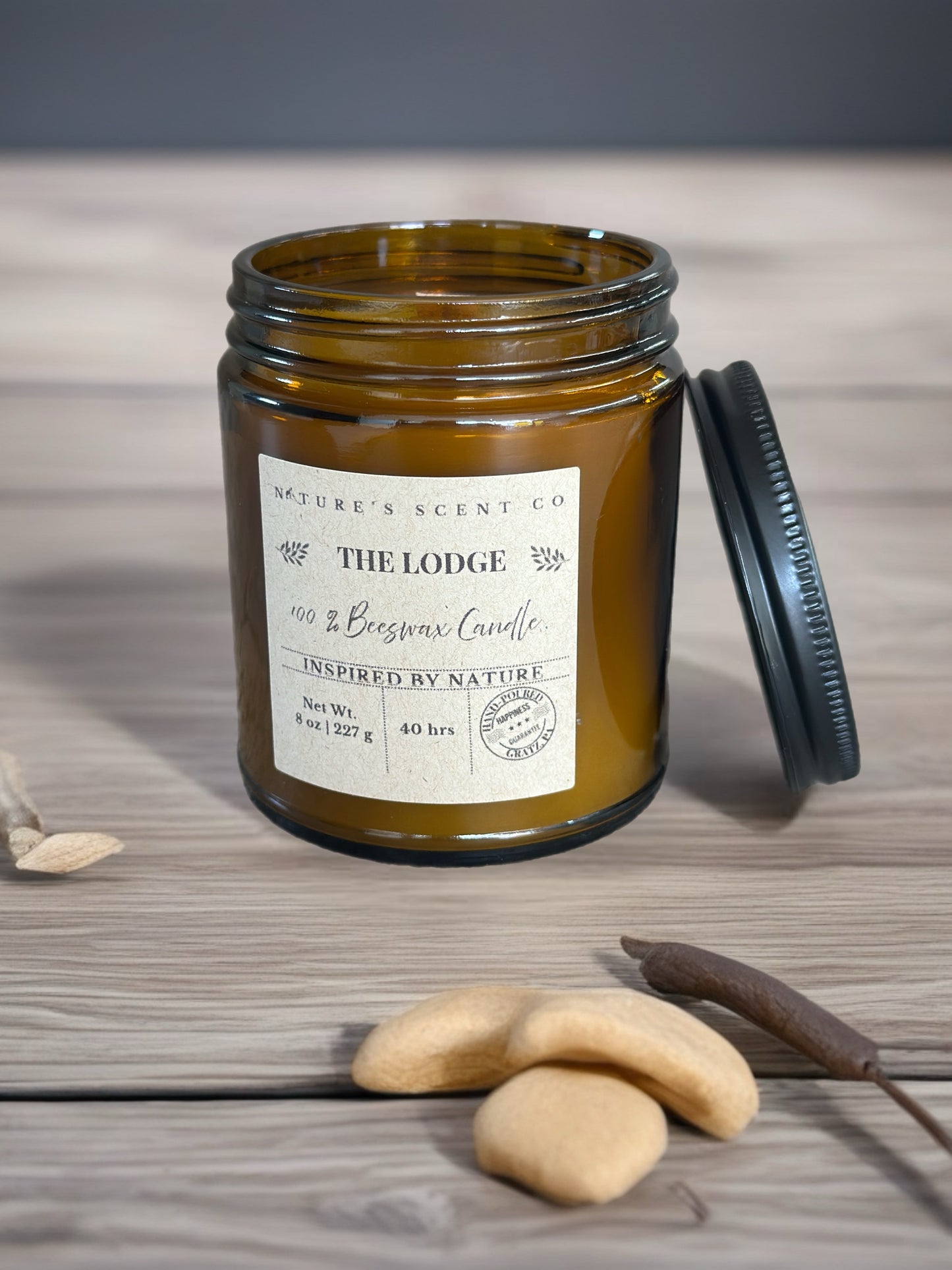 The Lodge Amber Jelly Jar Beeswax Candle