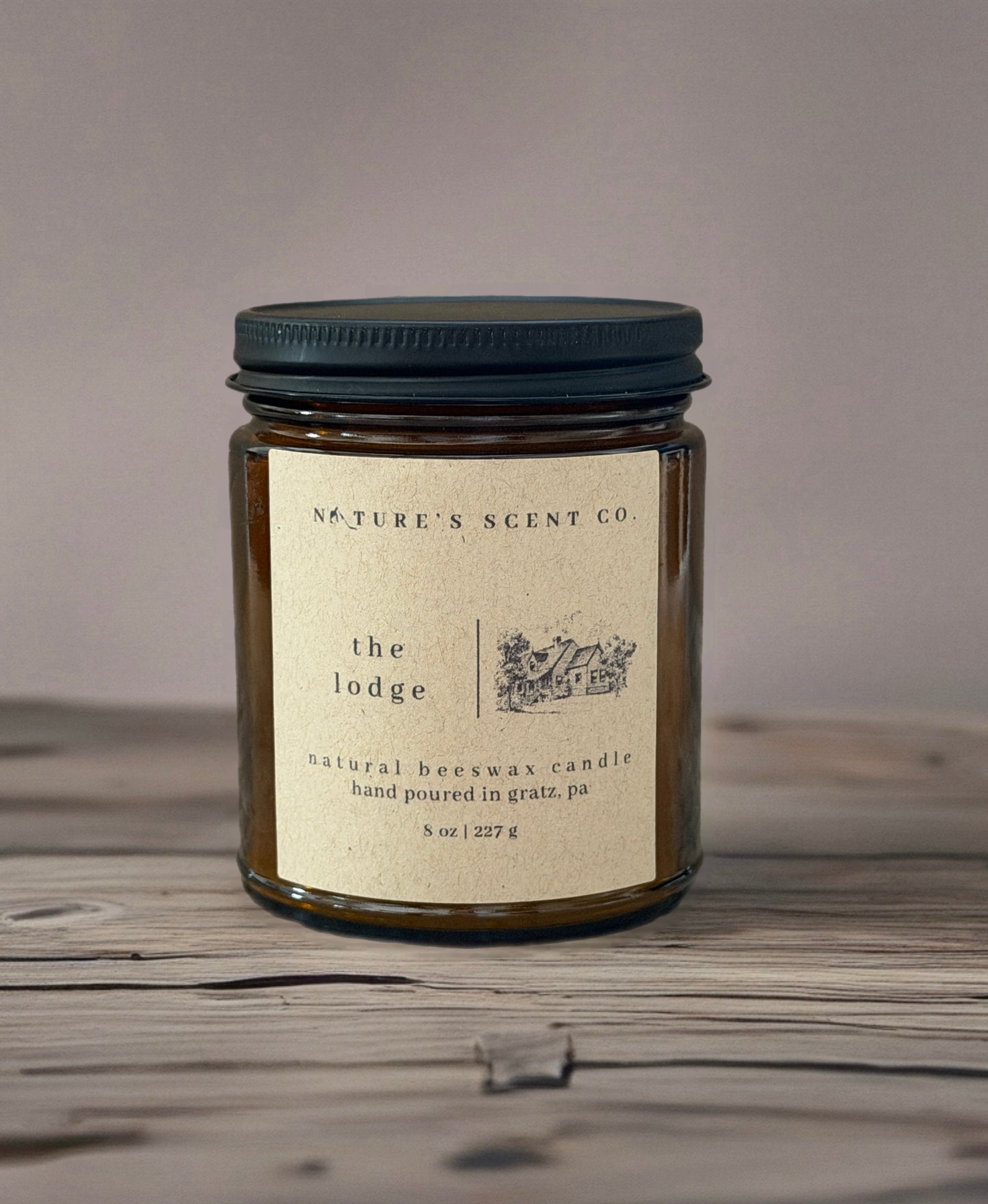 The Lodge Amber  Beeswax Candle