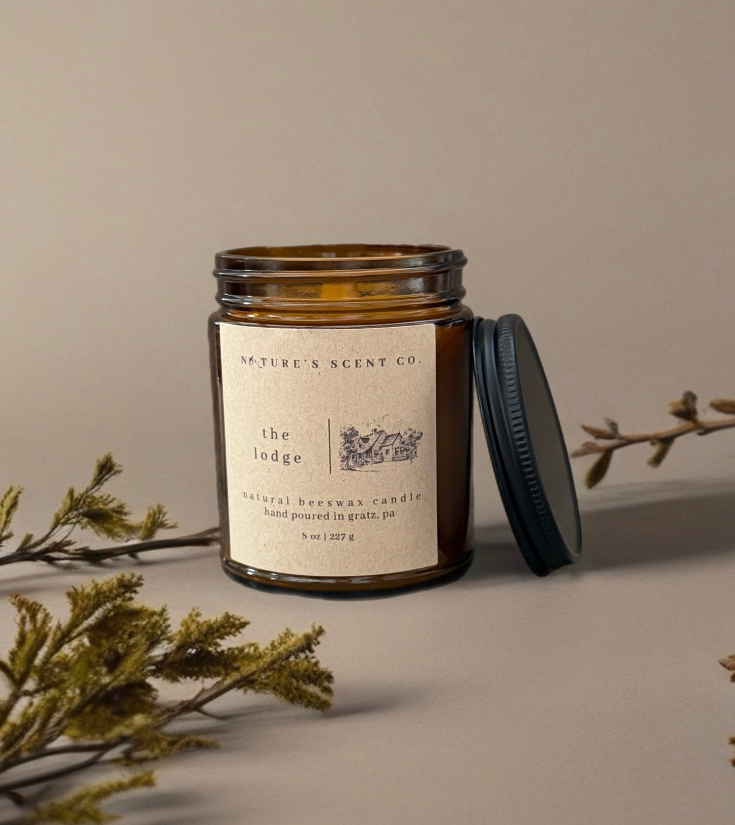 The Lodge Amber  Beeswax Candle