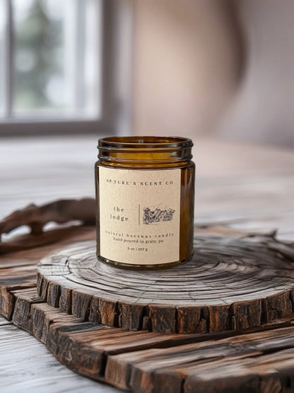 The Lodge Amber  Beeswax Candle