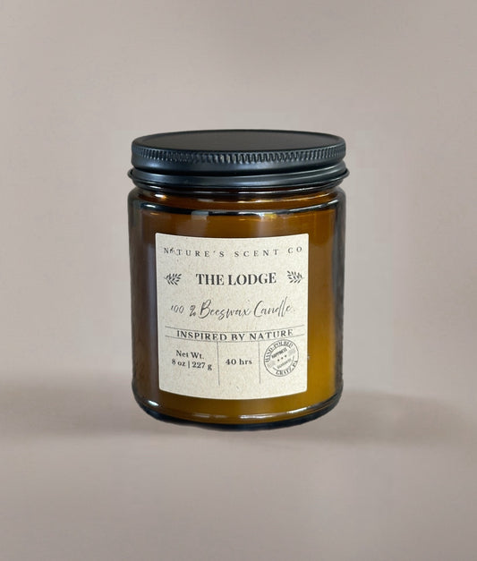 The Lodge Amber Jelly Jar Beeswax Candle
