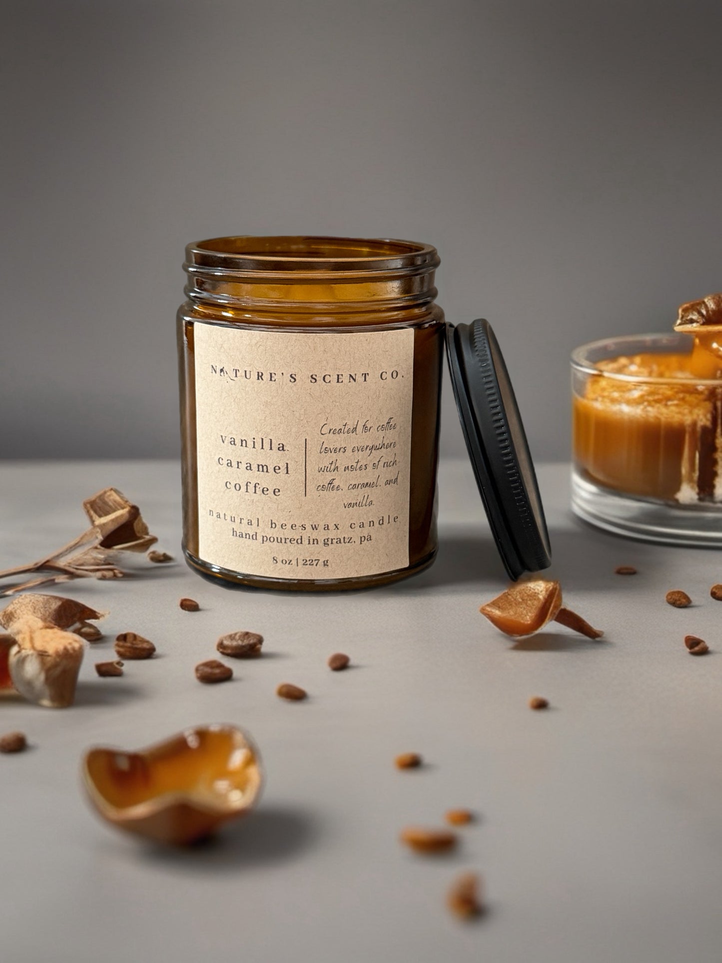 Vanilla Caramel Coffee Beeswax Candle — Coffee, Caramel & Brown Sugar