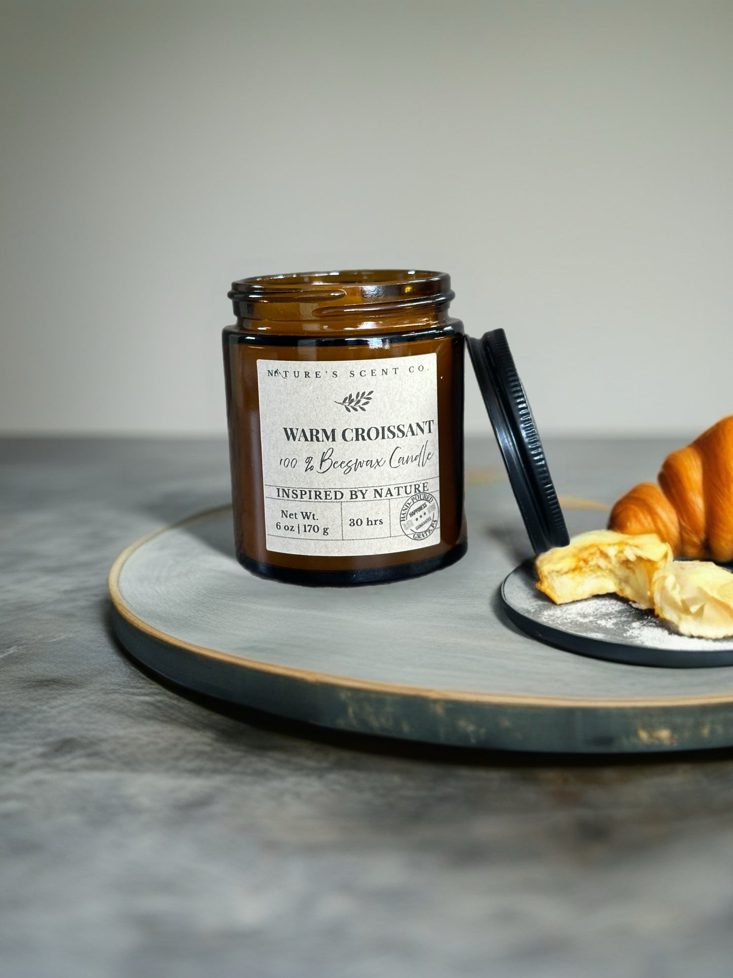 Warm Croissant Scented Beeswax Candle