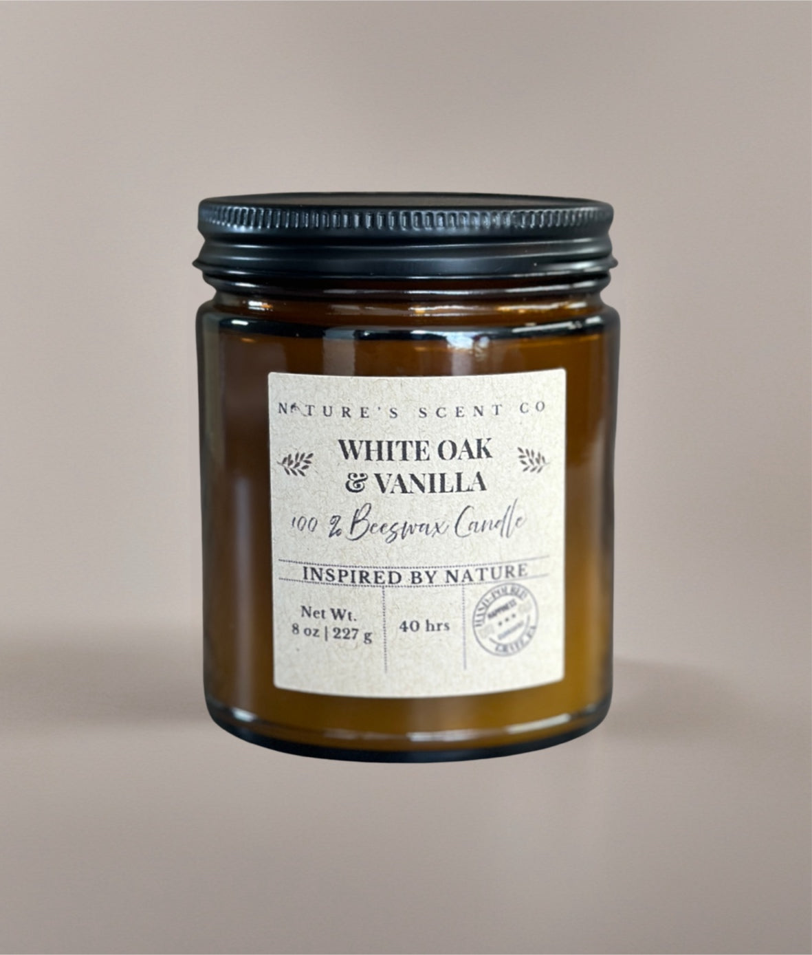 White Oak & Vanilla Amber Jelly Jar Beeswax Candle
