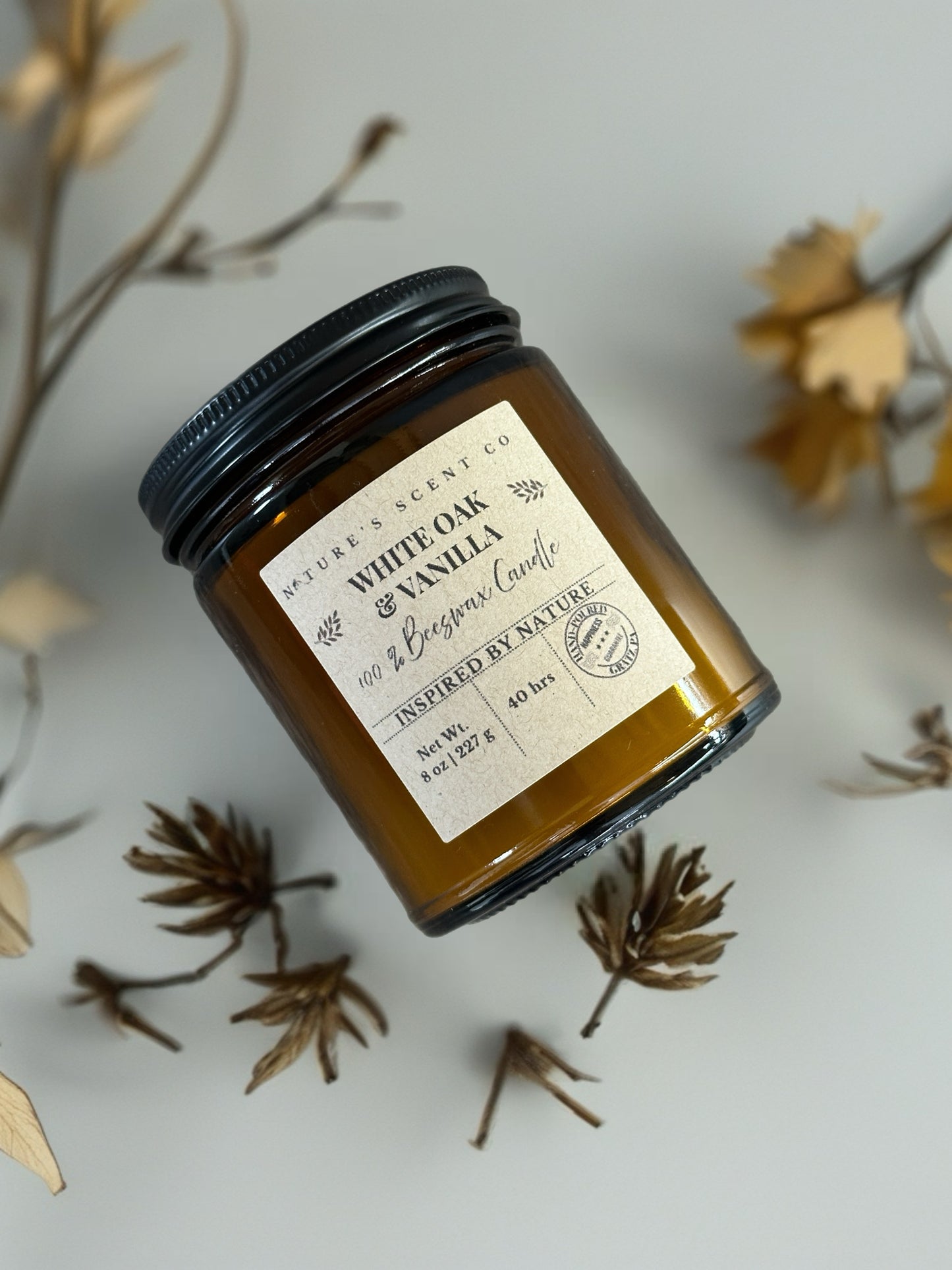 White Oak & Vanilla Amber Jelly Jar Beeswax Candle
