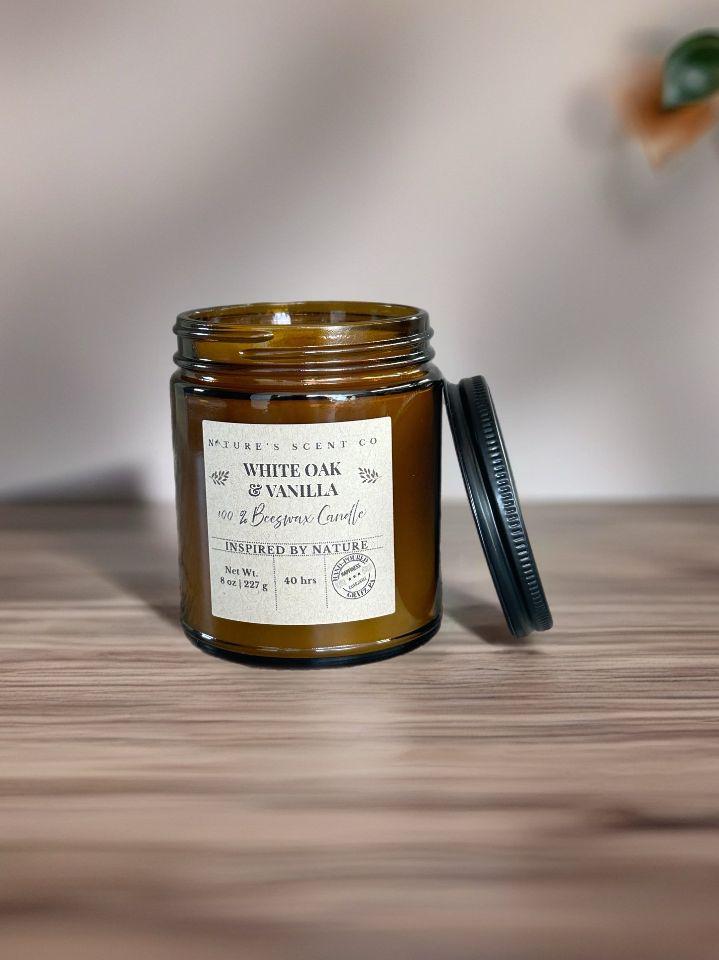 White Oak & Vanilla Amber Jelly Jar Beeswax Candle