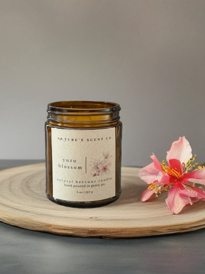 Yuzu Blossom Beeswax Candle — Bergamot, Jasmine, Sea Salt & Amber